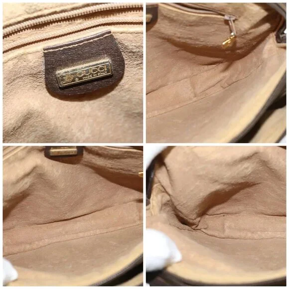 GUCCI GG Supreme Web Sherry Line Shoulder Bag PVC Beige Red Auth - Picture 13 of 15